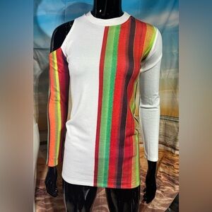 Go Couture cold shoulder striped top